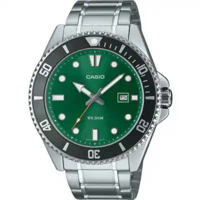 Casio Standard Analog Stainless Steel Green Dial Quartz MDV-107D-3A2V 200M Men's Watch