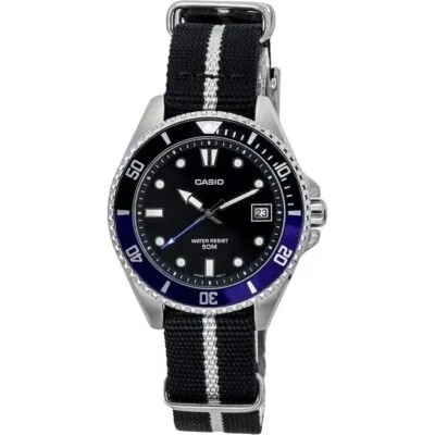 Casio Standard Analog Fabric Strap Black Dial Quartz MDV-10C-1A2 Men's Watch