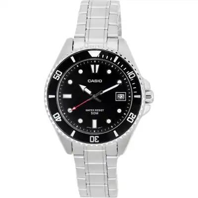 Casio Standard Analog Stainless Steel Black Dial Quartz MDV-10D-1A1 Men's Watch