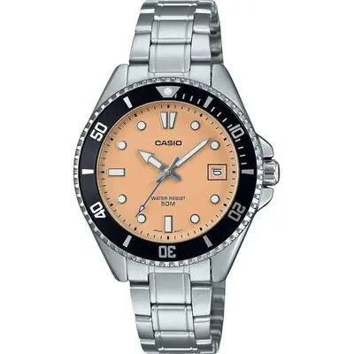 Casio Standard Analog Stainless Steel Salmon Dial Quartz MDV-10D-4A2V Men's Watch