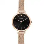 Oui & Me Petite Amourette Black Dial Rose Gold Tone Stainless Steel Quartz ME010002 Women's Watch