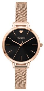Oui & Me Petite Amourette Black Dial Rose Gold Tone Stainless Steel Quartz ME010002 Women's Watch