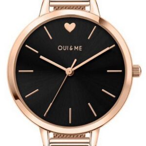 Oui & Me Petite Amourette Black Dial Rose Gold Tone Stainless Steel Quartz ME010002 Women's Watch