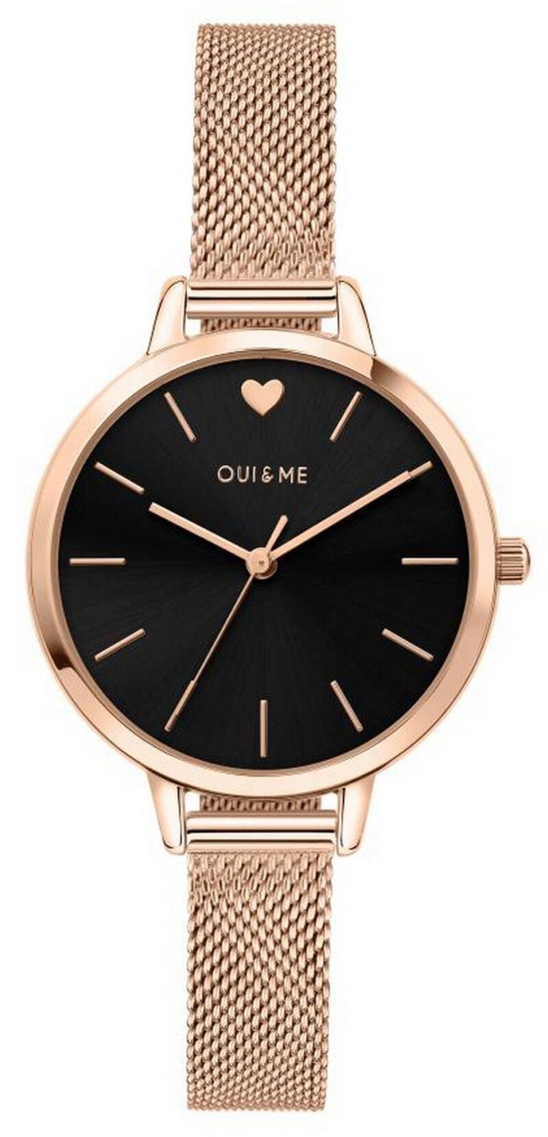 Oui & Me Petite Amourette Black Dial Rose Gold Tone Stainless Steel Quartz ME010002 Women's Watch