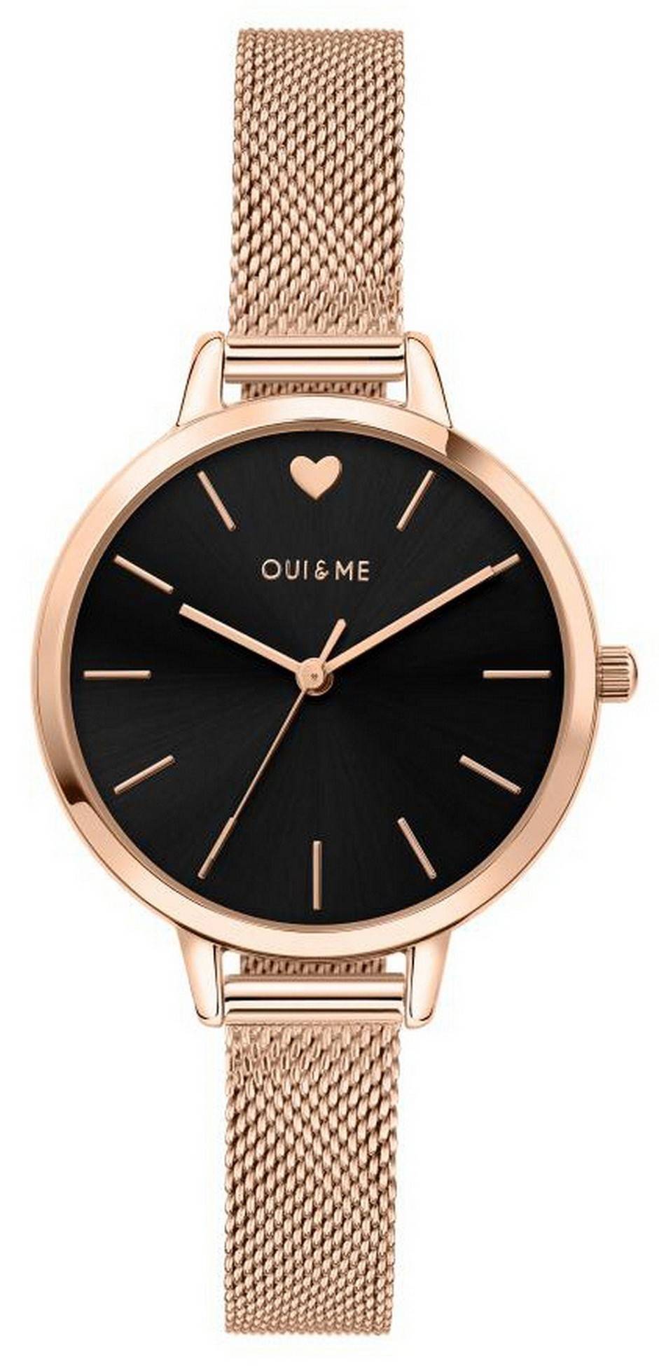 Oui & Me Petite Amourette Black Dial Rose Gold Tone Stainless Steel Quartz ME010002 Women's Watch 1 Oui & Me Petite Amourette Black Dial Rose Gold Tone Stainless Steel Quartz ME010002 Women's Watch