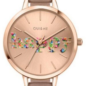 Oui & Me Petite Fleurette Rose Gold Sunray Dial Leather Strap Quartz ME010009 Women's Watch