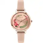 Oui & Me Fleurette Rose Gold Sunray Dial Leather Strap Quartz ME010038 Women's Watch