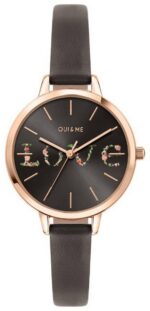 Oui & Me Petite Fleurette Grey Dial Leather Strap Quartz ME010061 Women's Watch