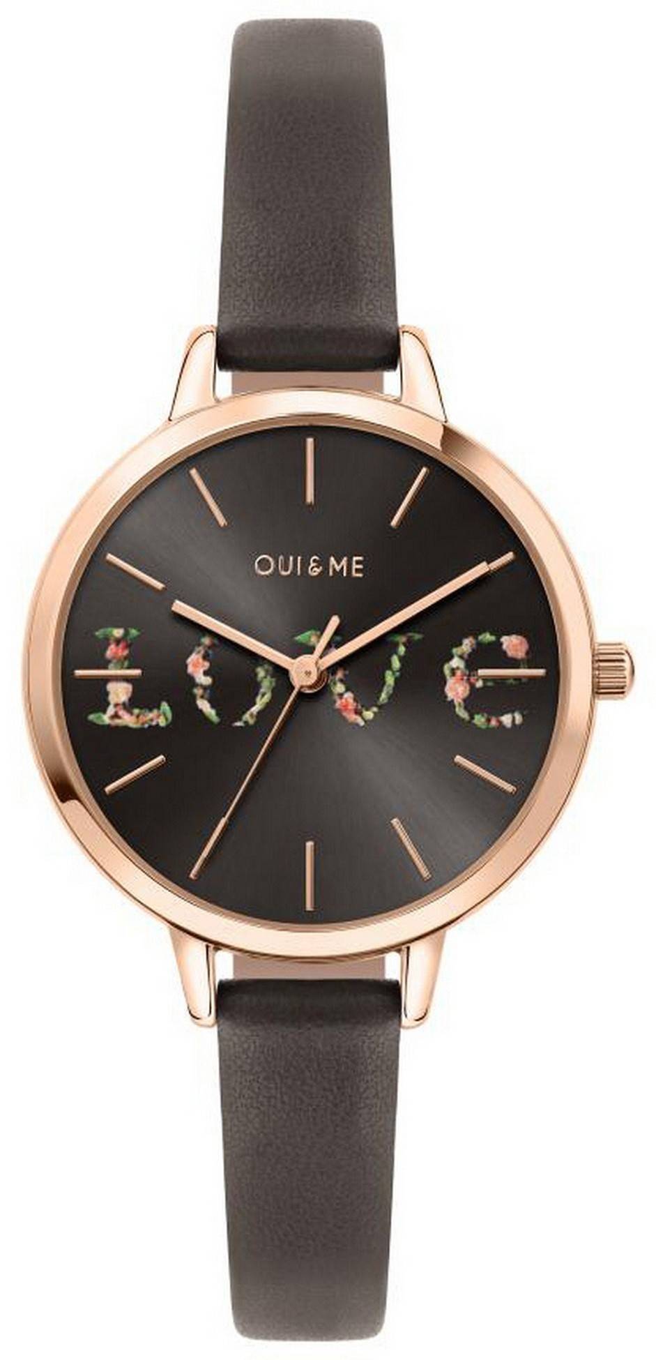 Oui & Me Petite Fleurette Grey Dial Leather Strap Quartz ME010061 Women's Watch