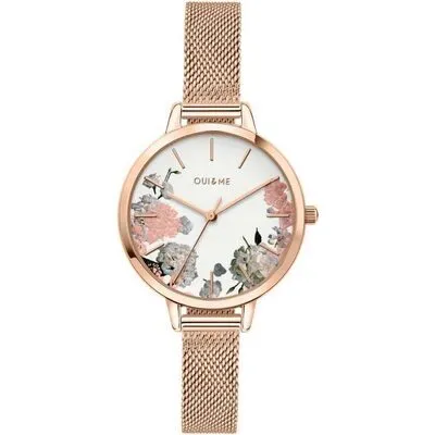 Oui & Me Petite Fleurette White Dial Rose Gold Tone Stainless Steel Quartz ME010096 Women's Watch