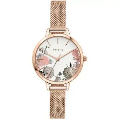 Oui & Me Petite Fleurette White Dial Rose Gold Tone Stainless Steel Quartz ME010096 Women's Watch