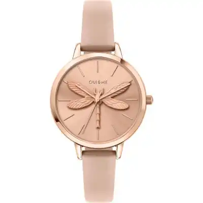 Oui & Me Amourette Rose Gold Sunray Dial Leather Strap Quartz ME010100 Women's Watch