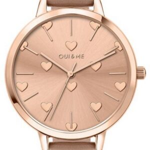 Oui & Me Petite Amourette Rose Gold Sunray Dial Leather Strap Quartz ME010106 Women's Watch