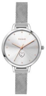 Oui & Me Petite Amourette Silver Sunray Dial Stainless Steel Mesh Quartz ME010140 Women's Watch
