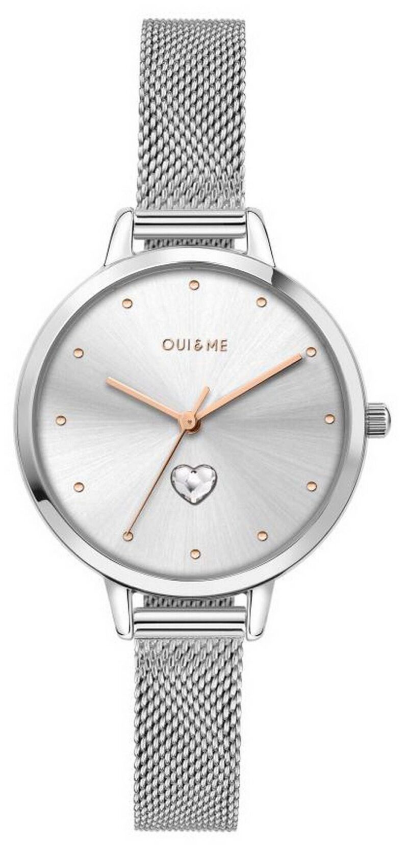Oui & Me Petite Amourette Silver Sunray Dial Stainless Steel Mesh Quartz ME010140 Women's Watch