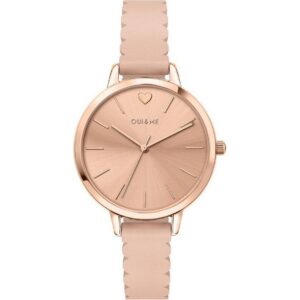 Oui & Me Amourette Rose Gold Shiny Dial Leather Strap Quartz ME010144 Women's Watch