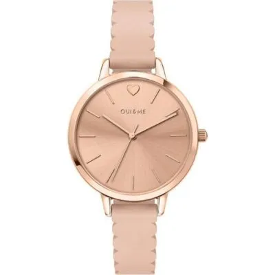 Oui & Me Amourette Rose Gold Shiny Dial Leather Strap Quartz ME010144 Women's Watch