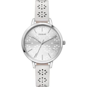 Oui & Me Amourette Silver Sunray Dial Leather Strap Quartz ME010148 Women's Watch