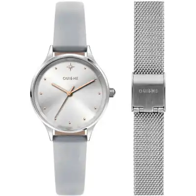 Oui & Me Bichette Silver Dial Leather Strap Quartz ME010168 Women's Watch