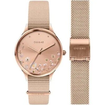 Oui & Me Petite Bichette Rose Gold Sunray Dial Nylon Strap Quartz ME010174 Women's Watch