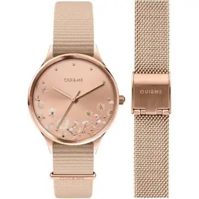 Oui & Me Petite Bichette Rose Gold Sunray Dial Nylon Strap Quartz ME010174 Women's Watch