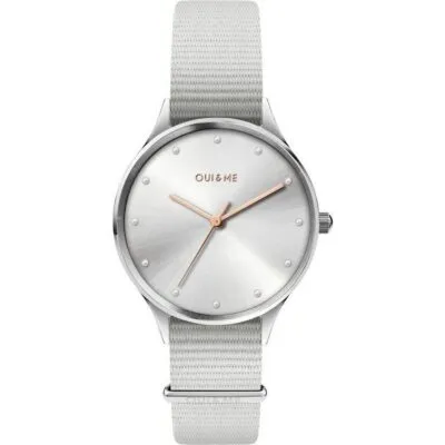 Oui & Me Petite Bichette Silver Sunray Dial Nylon Strap Quartz ME010202 Women's Watch