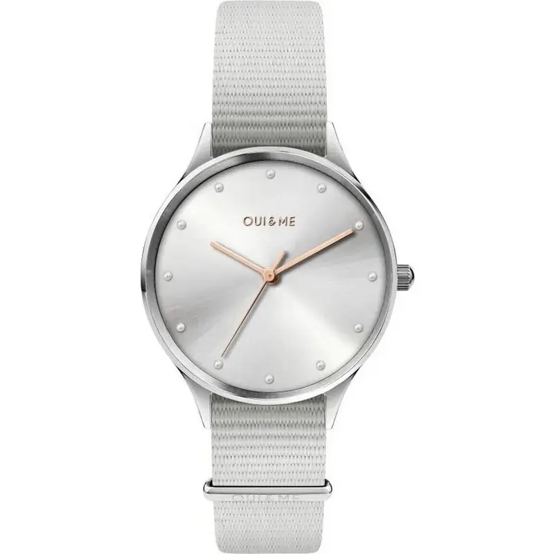 Oui & Me Petite Bichette Silver Sunray Dial Nylon Strap Quartz ME010202 Women's Watch
