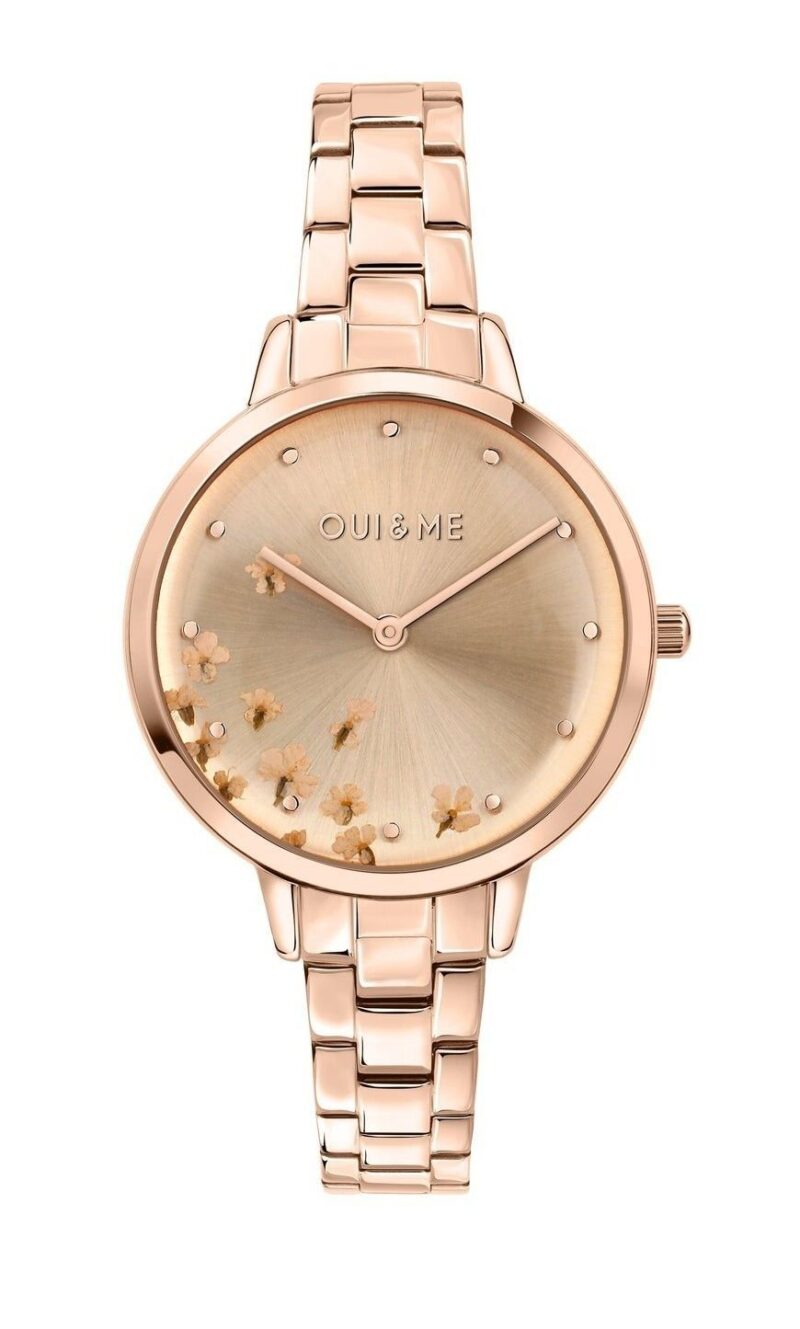 Oui & Me Fleurette Rose Gold Tone Stainless Steel Rose Gold Dial Quartz ME010370 Women's Watch