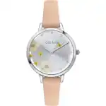 Oui & Me Fleurette Pink Leather Strap Silver Dial Quartz ME010372 Women's Watch