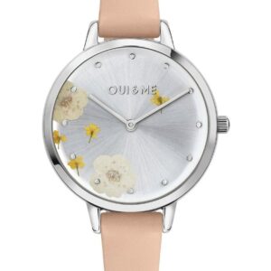 Oui & Me Fleurette Pink Leather Strap Silver Dial Quartz ME010372 Women's Watch