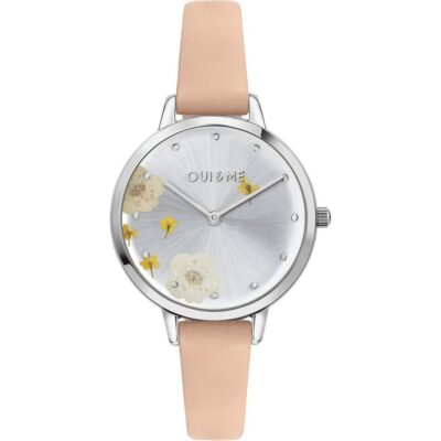 Oui & Me Fleurette Pink Leather Strap Silver Dial Quartz ME010372 Women's Watch