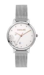 Oui & Me Fleurette Stainless Steel Mesh White Dial Quartz ME010375 Women's Watch