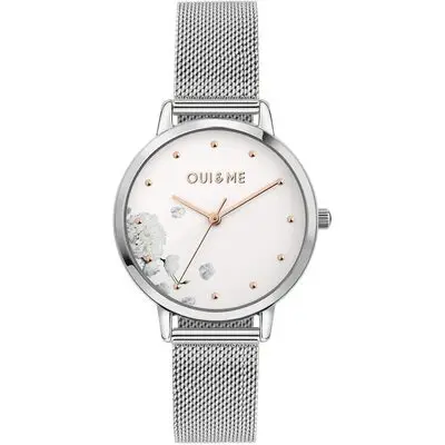 Oui & Me Fleurette Stainless Steel Mesh White Dial Quartz ME010375 Women's Watch