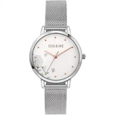 Oui & Me Fleurette Stainless Steel Mesh White Dial Quartz ME010375 Women's Watch
