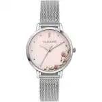 Oui & Me Fleurette Stainless Steel Mesh Pink Dial Quartz ME010376 Women's Watch