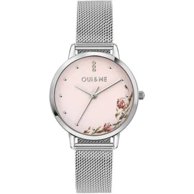 Oui & Me Fleurette Stainless Steel Mesh Pink Dial Quartz ME010376 Women's Watch