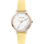 Oui & Me Fleurette Yellow Leather Strap White Dial Quartz ME010377 Women's Watch