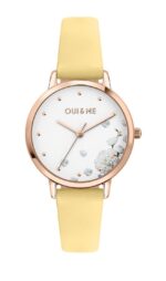 Oui & Me Fleurette Yellow Leather Strap White Dial Quartz ME010377 Women's Watch