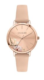 Oui & Me Fleurette Pink Leather Strap Rose Gold Dial Quartz ME010378 Women's Watch