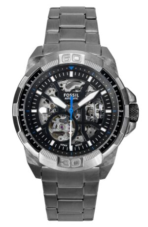 Fossil Bronson Stainless Steel Black Skeleton Dial Automatic ME3218 Men’s Watch - ME3218