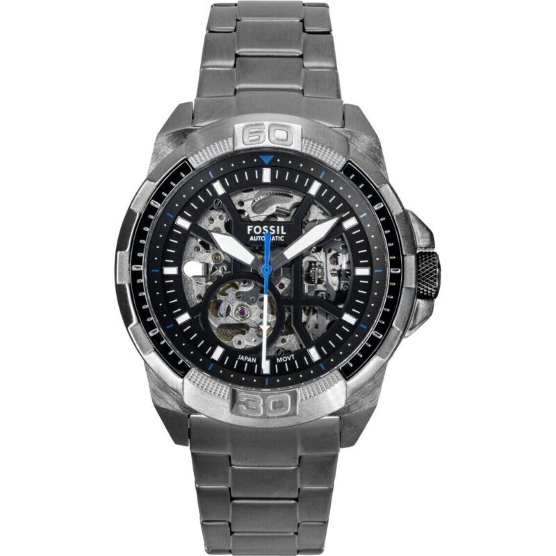 Fossil Bronson Stainless Steel Black Skeleton Dial Automatic ME3218 Men's Watch