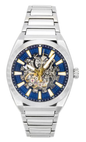 Fossil Everett Stainless Steel Blue Skeleton Dial Automatic ME3220 Men's Watch
