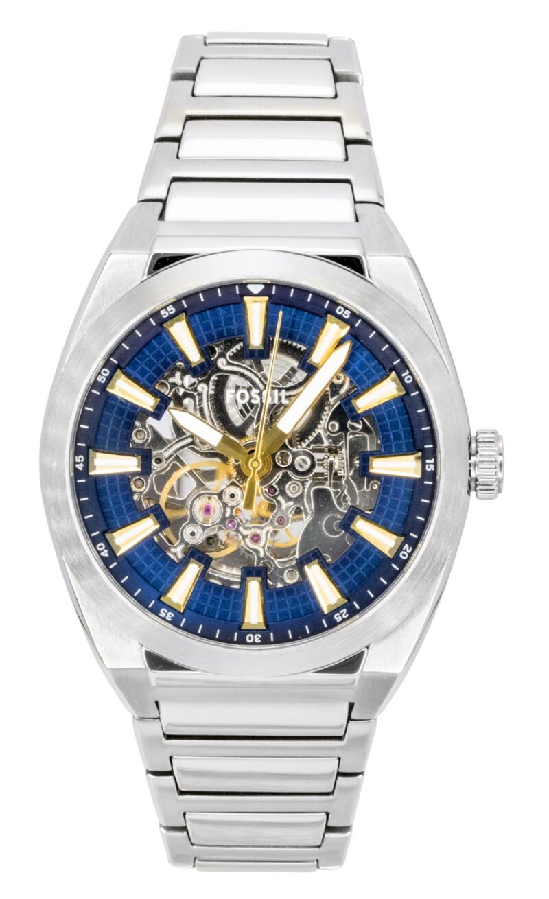 Fossil Everett Stainless Steel Blue Skeleton Dial Automatic ME3220 Men's Watch Fossil Everett Stainless Steel Blue Skeleton Dial Automatic ME3220 Men's Watch
