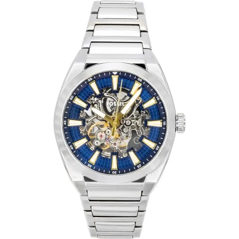 Fossil Everett Stainless Steel Blue Skeleton Dial Automatic ME3220 Men's Watch