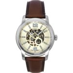 Fossil Heritage Brown Leather Strap Cream Skeleton Dial Automatic ME3264 Men's Watch