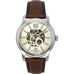 Fossil Heritage Brown Leather Strap Cream Skeleton Dial Automatic ME3264 Men's Watch
