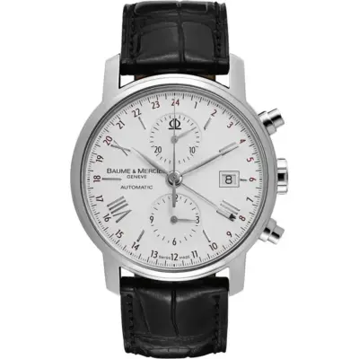 Baume & Mercier Classima Executive MOA08851 - Men’s 42mm Automatic Open Heart Watch with Silver Grain d'Orge Dial and Black Alligator Leather Strap (MOA08851)