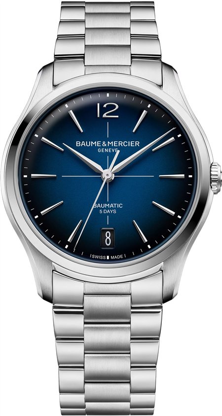Baume & Mercier Riviera Baumatic M010792 - 42mm Men’s Swiss Automatic Watch with Smoked Blue Sapphire Dial and Integrated Steel Bracelet (MOA10792)