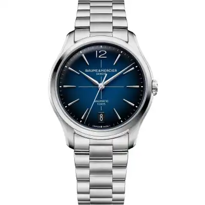 Baume & Mercier Riviera Baumatic M010792 - 42mm Men’s Swiss Automatic Watch with Smoked Blue Sapphire Dial and Integrated Steel Bracelet (MOA10792)