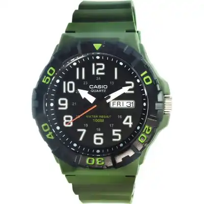 Casio Analog Army Green Resin Band Quartz MRW-210H-3A MRW210H-3 100M Men's Watch
